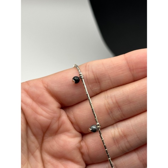 Vintage Avon Sterling Silver Genuine Onyx and Hematite Drop Necklace 16-18" 2002 - Picture 5 of 7